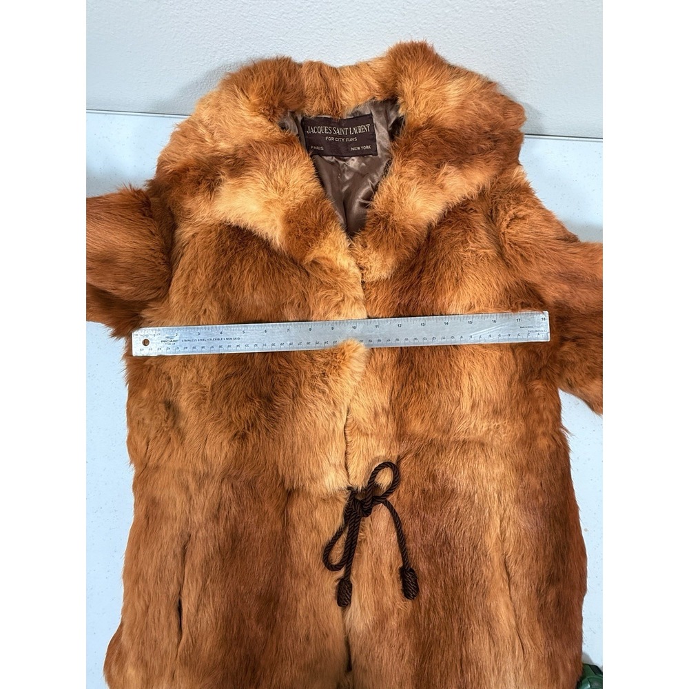 Vintage Jacques Saint Laurent Real Fur Coat Womens Brown Red Fox Rabbit READ - Picture 13 of 13